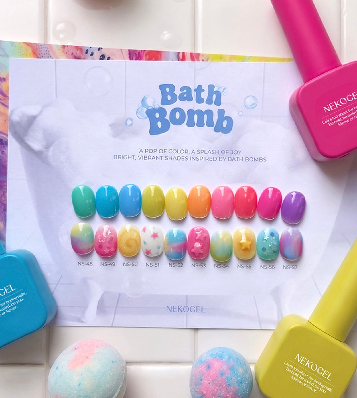 NEKOGEL Bath Bomb 10 Color Syrup Gel Nail Polish Set