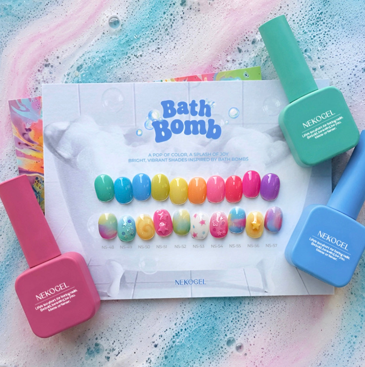 NEKOGEL Bath Bomb 10 Color Syrup Gel Nail Polish Set